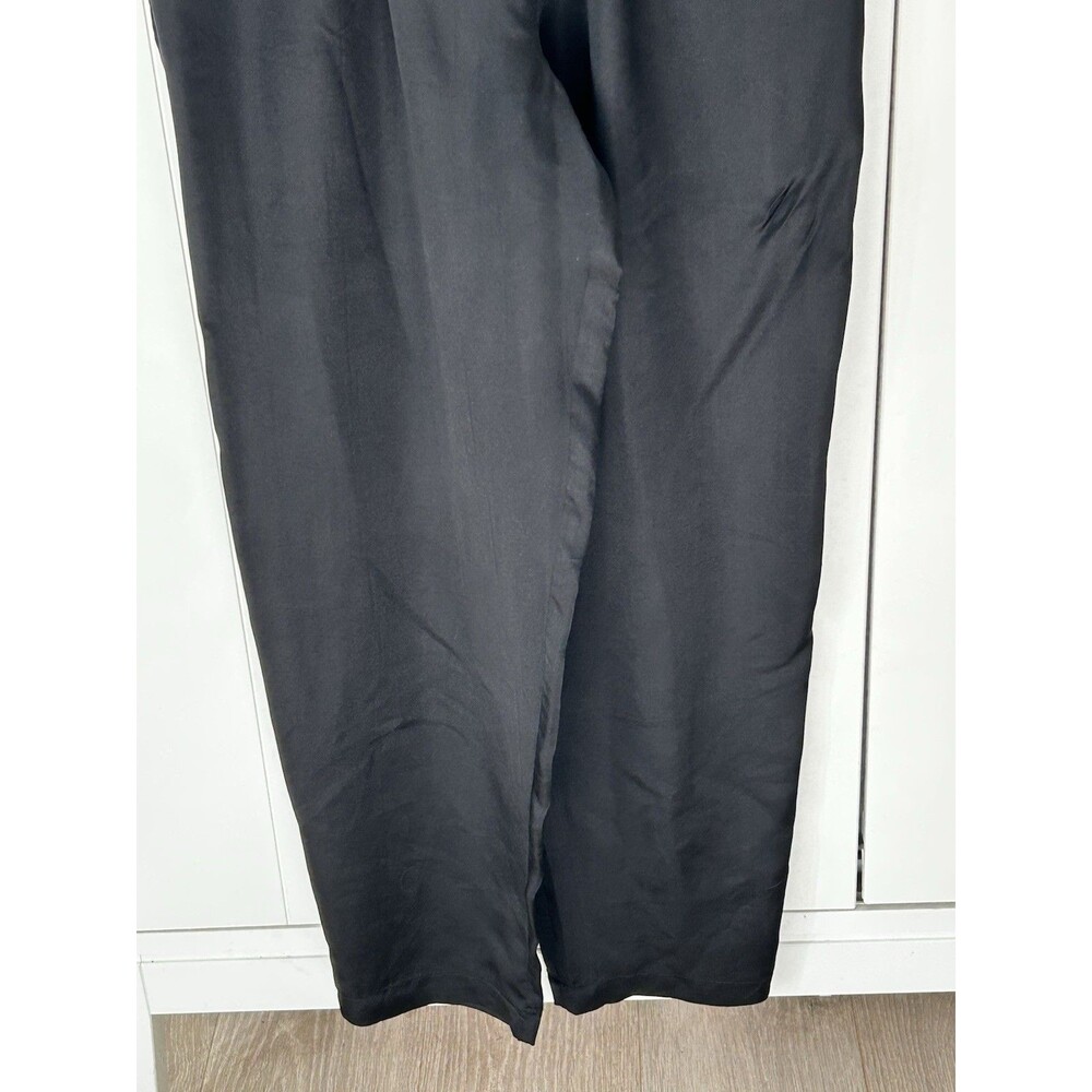 Silkland 100% Pure Silk Pants Black Medium Wide Leg Pleated Front High Waist - Picture 4 of 7